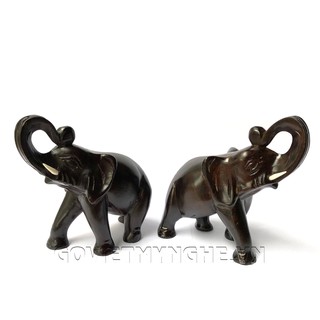 Cặp Tượng Voi Gỗ Phong Thủy N1 - Màu Đen - Size Nhỏ