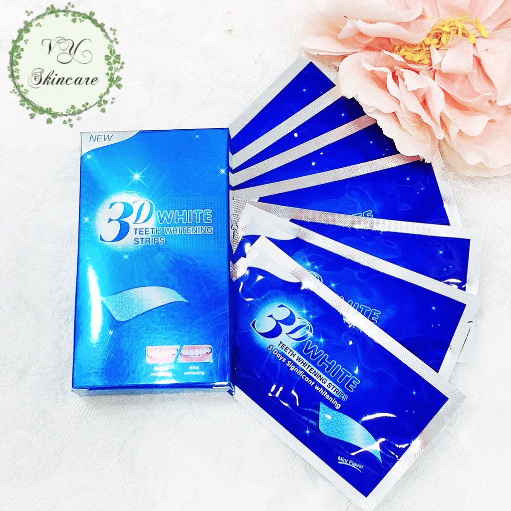 [Hộp 7 Gói 14 Miếng] Miếng dán trắng răng tiện lợi 3D White Teeth Whitening Strips