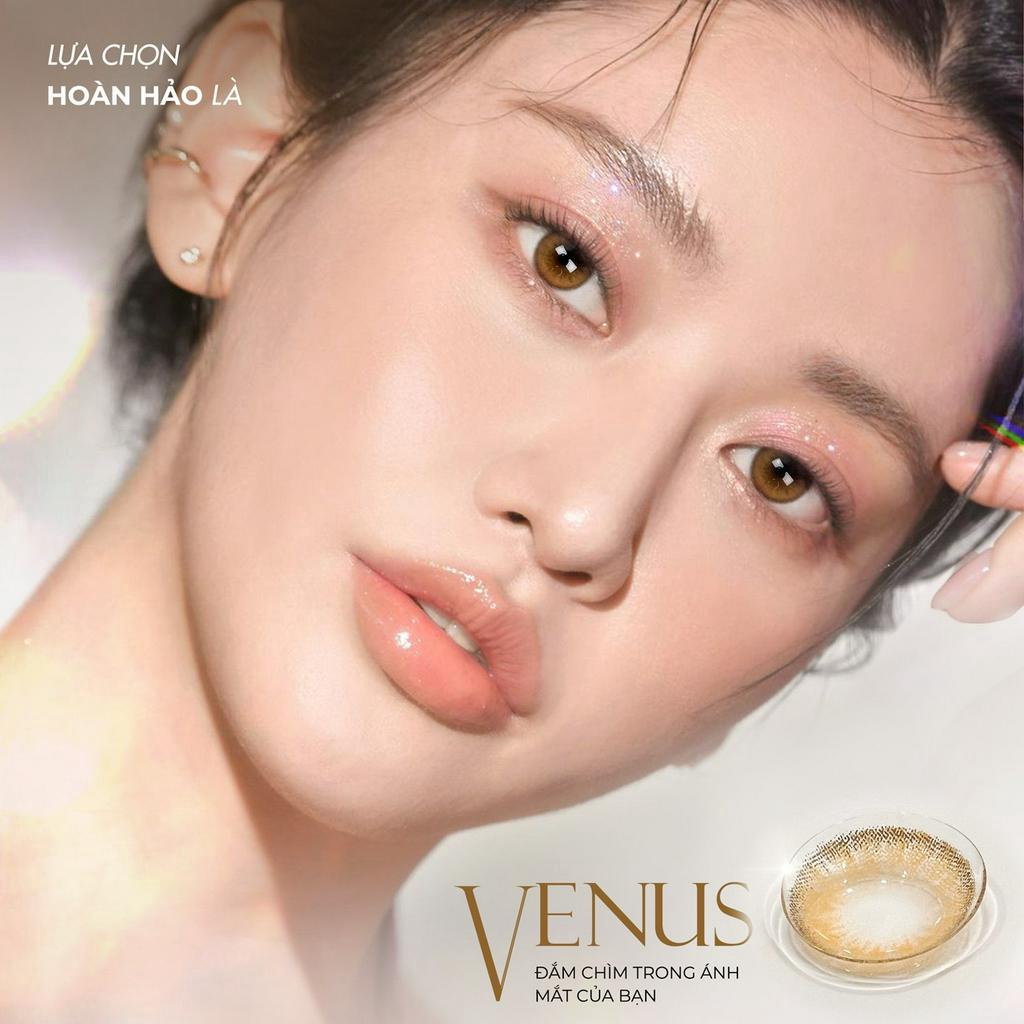 Lens nâu tây có độ cận 0-6 Venus hiệu Angel Eyes chất liệu Silicone Hydrogel đường kính áp tròng 14.0mm
