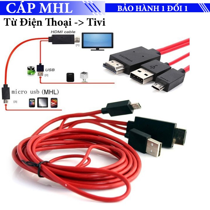 Cáp MHL 5 pin xuất hình ảnh từ điện thoại lên tivi - Cáp Micro Usb to HDMI - Dây MHL cho điện thoại Android