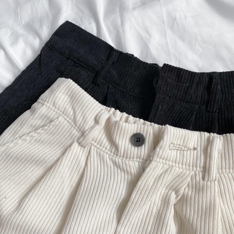 Quần suông nhung gân unisex HOMIES nút gài