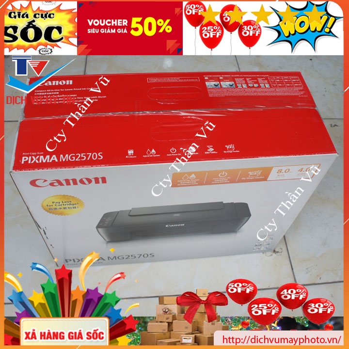 Máy in phun màu đa chức năng Canon PIXMA MG 2570S chạy ổn định chức năng photocopy scan in màu in đen trắng mới 100%