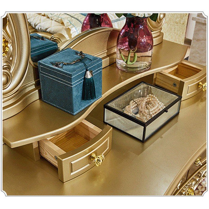 🌟LUXURY🌟 Bàn phấn tân cổ điển ánh vàng cao cấp 3 ngăn kéo 1m2 LUX-BAP17 9386 STORE