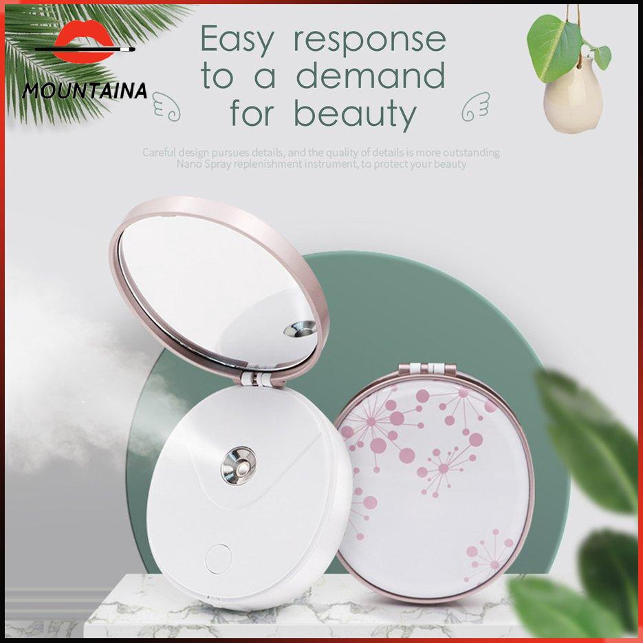 【m】 Steam Face Humidifier USB Charging With Mirror Handheld Cold Spray Beauty Tool