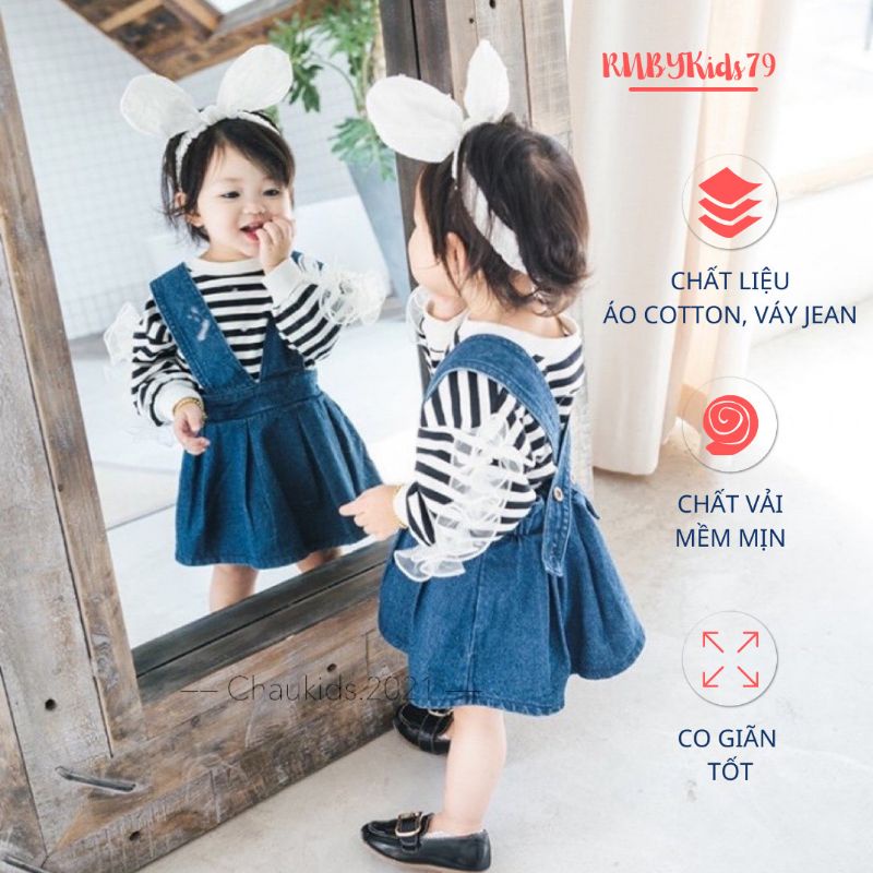 Váy yếm jean kèm áo dễ thương cho bé gái từ 7-18kg rubykids79