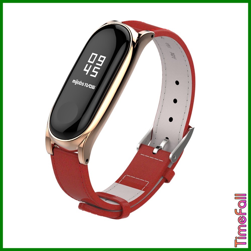 Dây đeo da bò PLUS Miband 4, MIBAND 3 chính hãng MIJOBS, dây đeo thay thế mi band 4, MIB AND 3 da bò viền cong (MIJOBS)