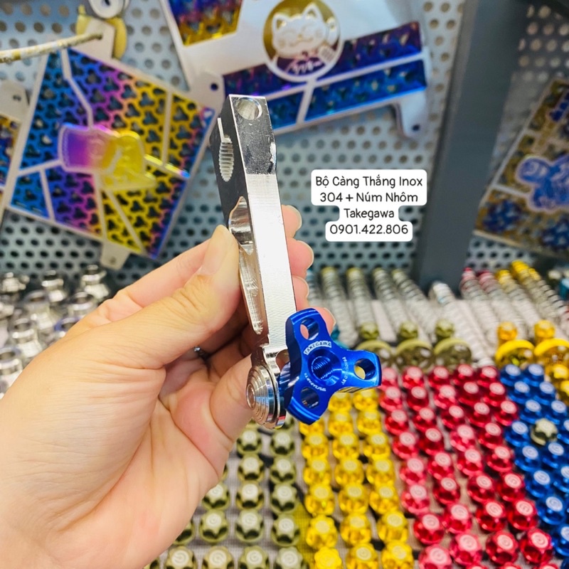 Bộ càng thắng inox 304 Takegawa Núm nhôm màu kèm lo xo đũa thắng