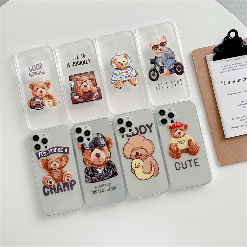 Ốp Điện Thoại Silicon Mềm Chống Rơi Họa Tiết Chú Gấu Dễ Thương Dành Cho Iphone X Xs Max XR 5 5s Se
