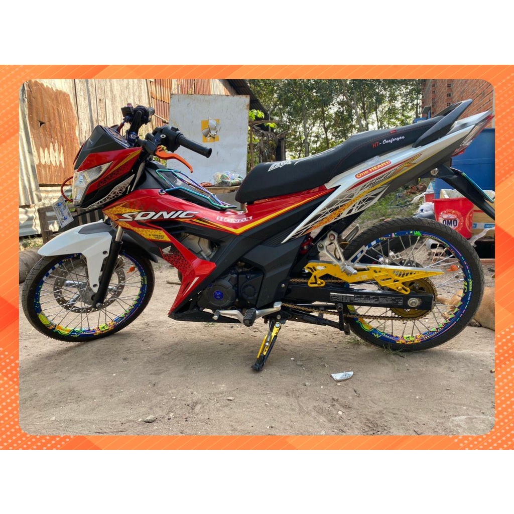 Bộ Tem xe Sonic , tem rời cao cấp dán xe trắng đỏ racing