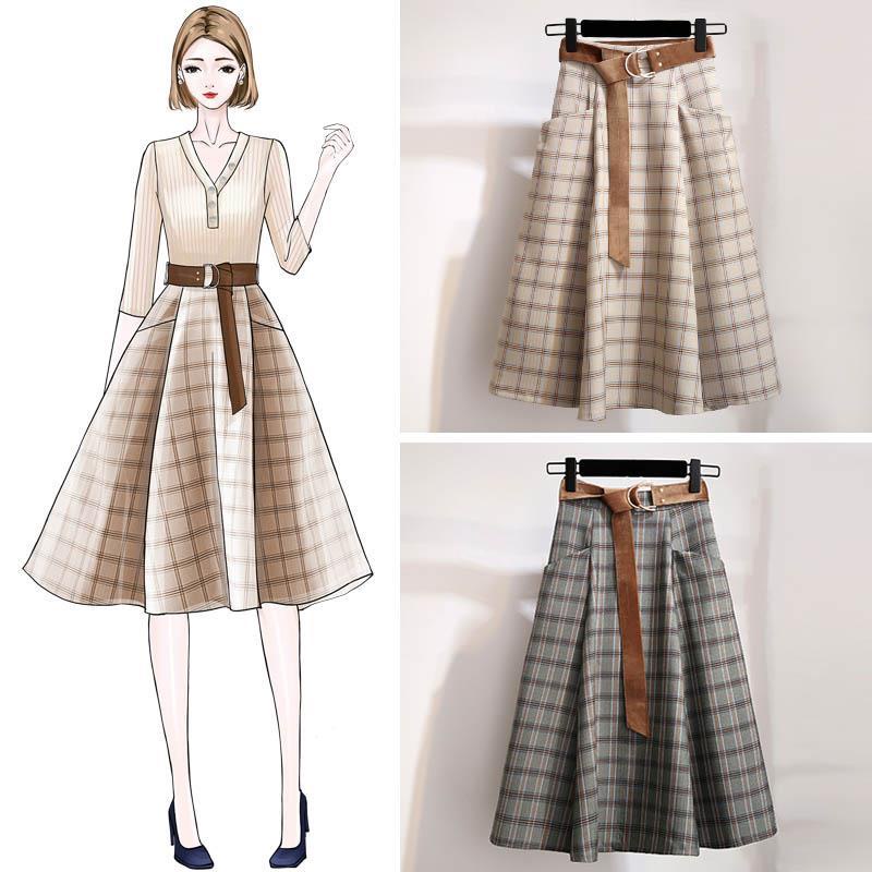 Chân Váy Xếp Ly Dài Qua Gối Họa Tiết Kẻ Ô Thời Trang Xuân Thu Mới 2019 Cho Nữ