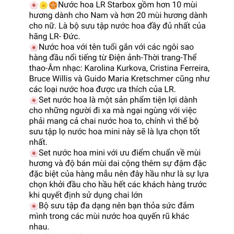SET NƯỚC HOA LR STARBOX CÓ TÁCH LẺ | BigBuy360 - bigbuy360.vn