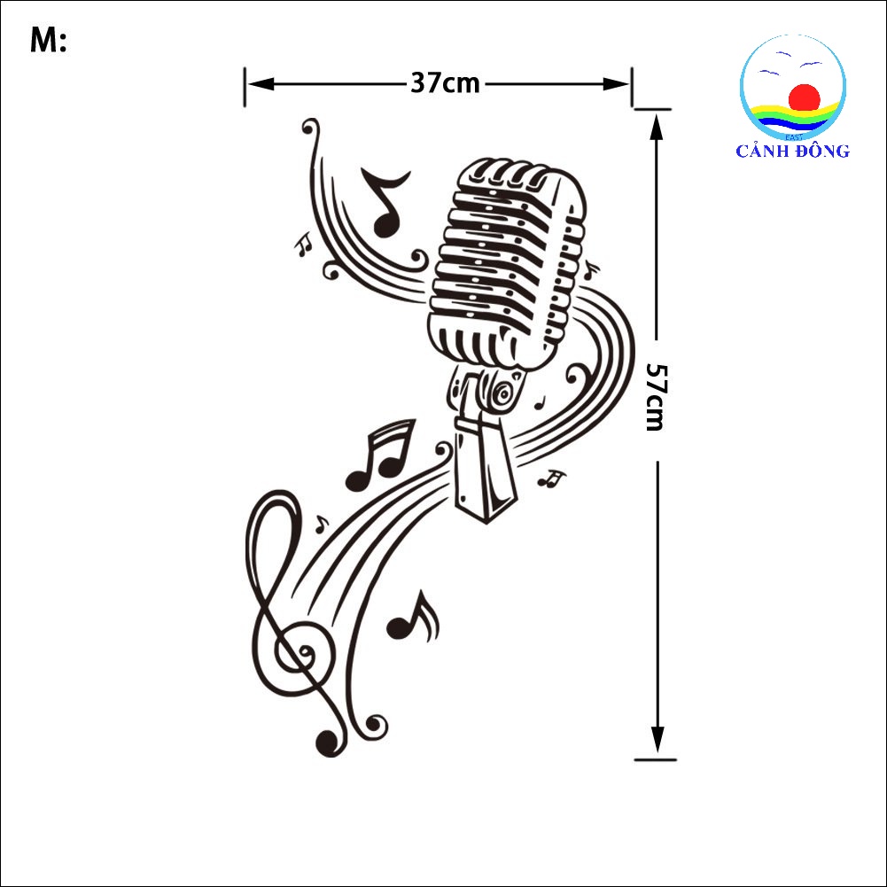 Decal dán tường âm nhạc thăng hoa cảm xúc trang trí phòng nhạc, studio ấn tượng, sang trọng