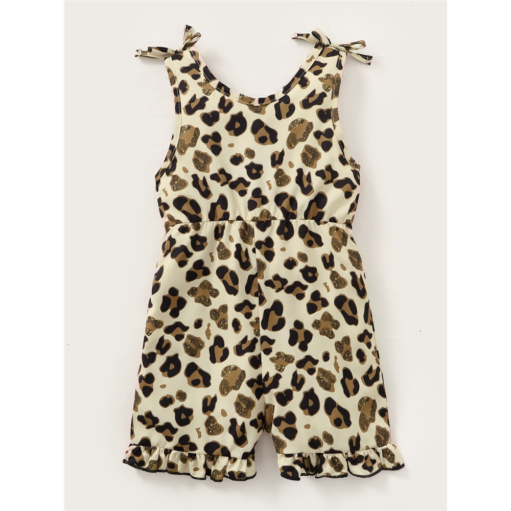 Áo liền quần MIKRDOO thiết kế hai dây họa tiết da báo cho bé gái 1-6 tuổi