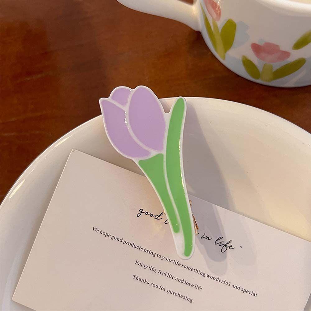 Kẹp Tóc Hoa Tulip Màu Tím Ngọt Ngào Cho Nữ