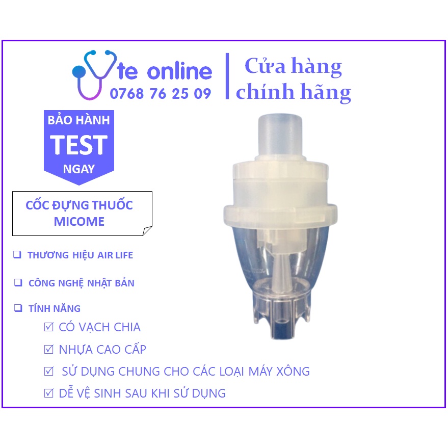 Bầu Xông Khí Dung | Cốc Đựng Thuốc | Có Thể Điều Chỉnh Độ Phun, Dùng Chung Cho Tất Cả Các Loại Máy Xông Mũi Họng