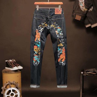 Quần jean Evisu nam chất jean bò cao cấp in dragon jeans xanh đậm J1063 K3 STORE