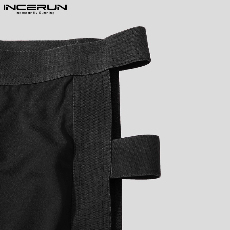 Quần short INCERUN ôm dáng lưng co giãn vải mỏng họa tiết khoét lỗ gợi cảm cho nam chơi thể thao/tập gym