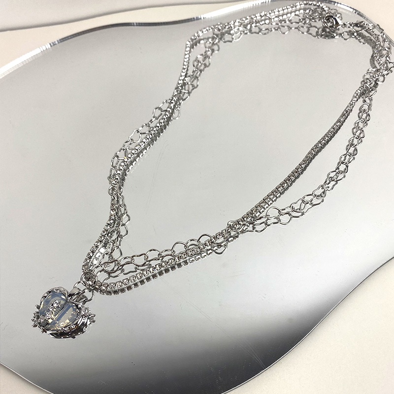 Bộ Trang Sức Vòng cổ Nhẫn Và Bông Tai Đính Đá zircon Trái Tim Nhỏ Lấp Lánh Sang Trọng Nhẹ Nhàng