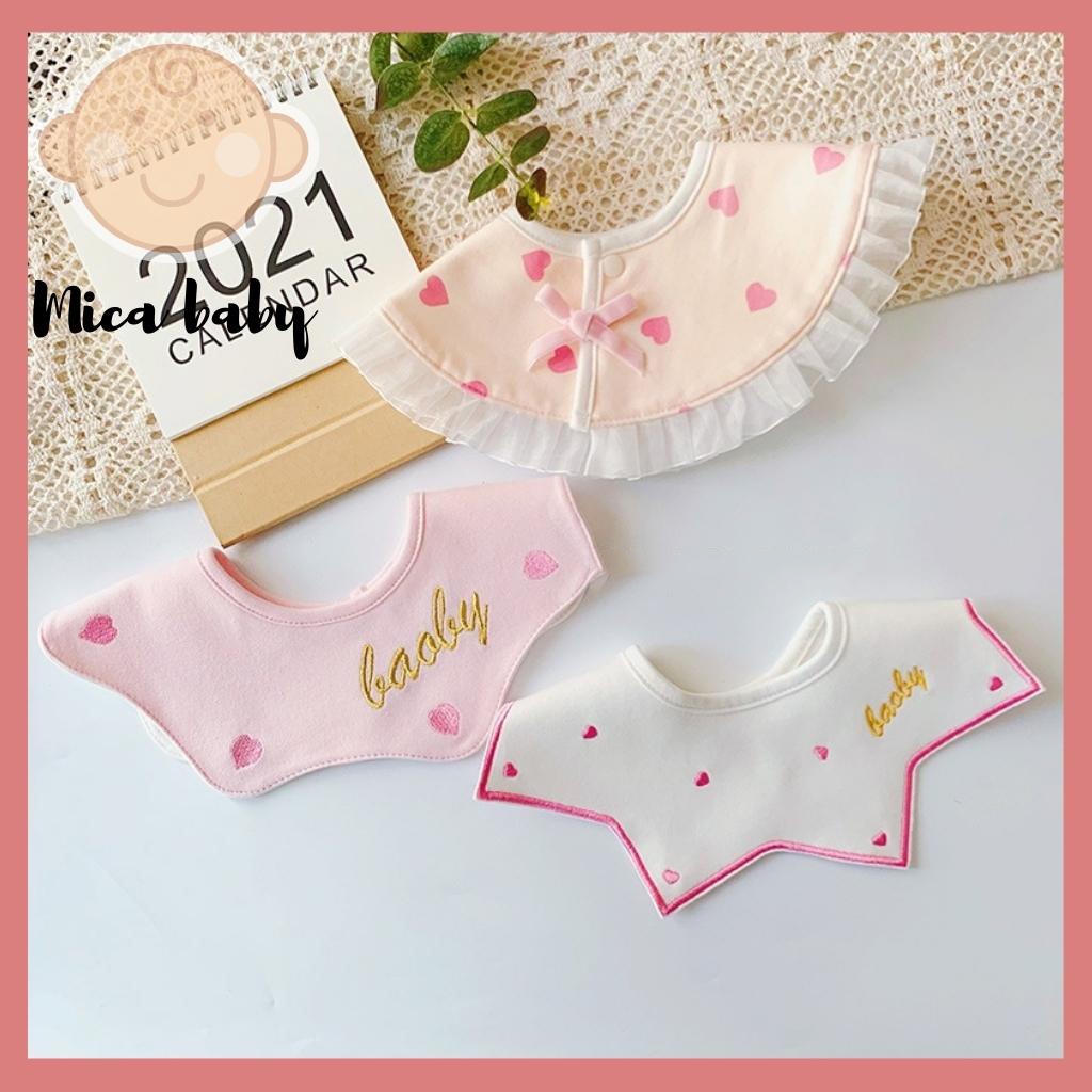 Set 3 yếm cổ tròn cotton cao cấp chống thấm cho bé Mica Baby YC01