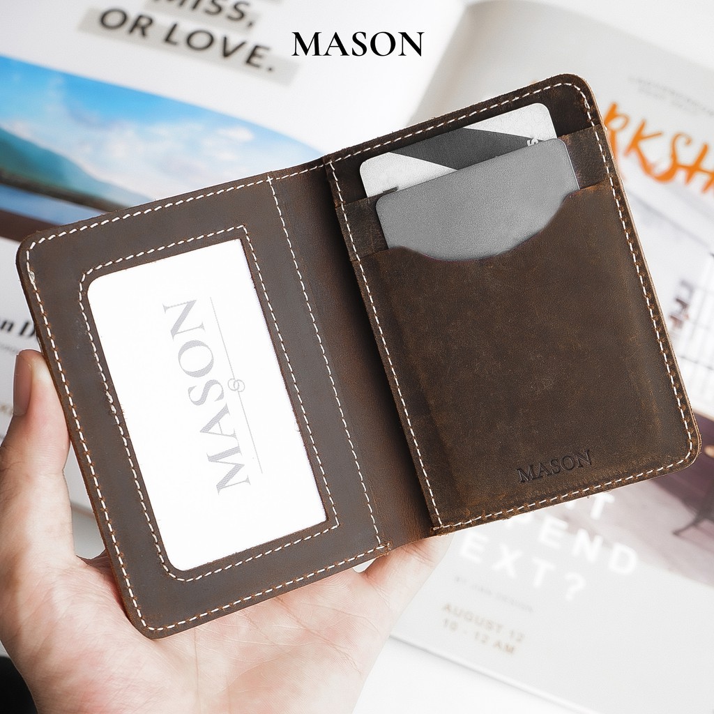 Ví nam mini da sáp dáng đứng cầm tay nhỏ gọn MORI cao cấp thương hiệu MASON - M02 - Hàng mới về