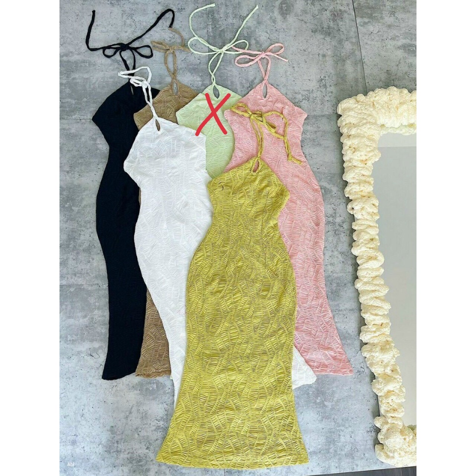 đầm body xốp QC cao cấp kiểu cổ dây yếm