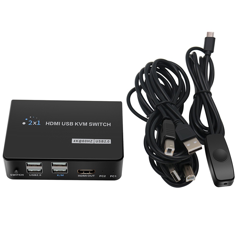 4K HDMI-COMPatible Kvm Switch USB 2 Port Two in One Out Splitter