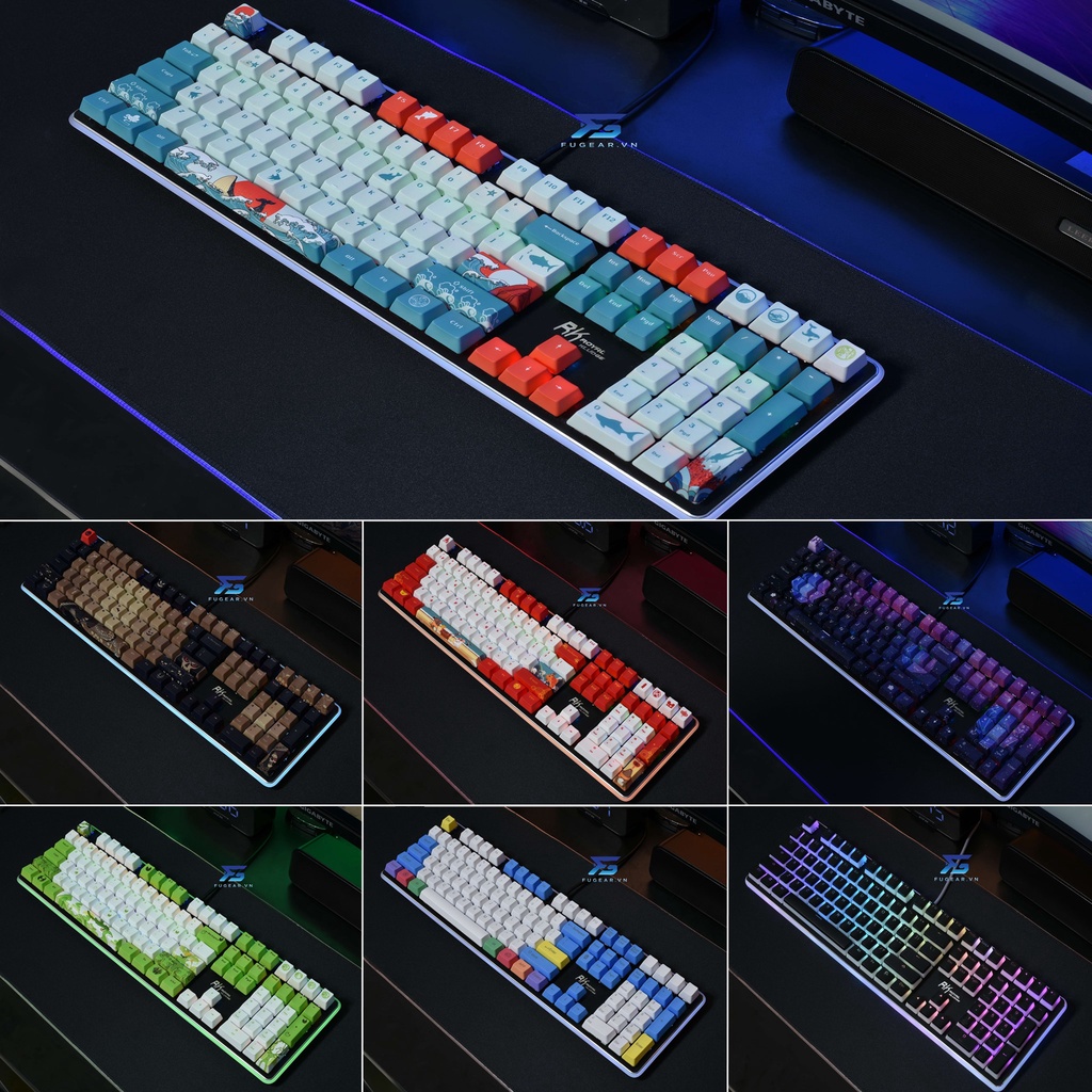 Tổng Hợp Set Keycaps PBT OEM DOUBLESHOT 104 Phím Đủ Màu Đủ Kiểu Chất Lượng Cao FUGEAR