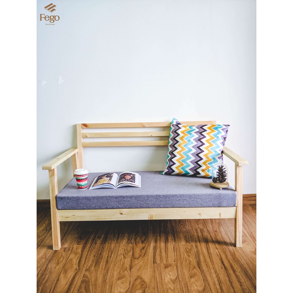 [FREESHIP HN]Ghế sofa phòng khách FEGO/ Ghế sofa gỗ tiếp khách kèm đệm