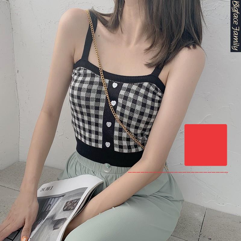 Áo Croptop Dệt Kim Hoạ Tiết Kẻ Sọc Phong Cách Retro