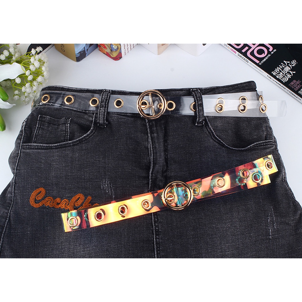 Thắt Lưng Trong Suốt Ánh Laser Nhiều Màu Sắc Thời Trang Phong Cách Hàn Quốc Cho Nữ
