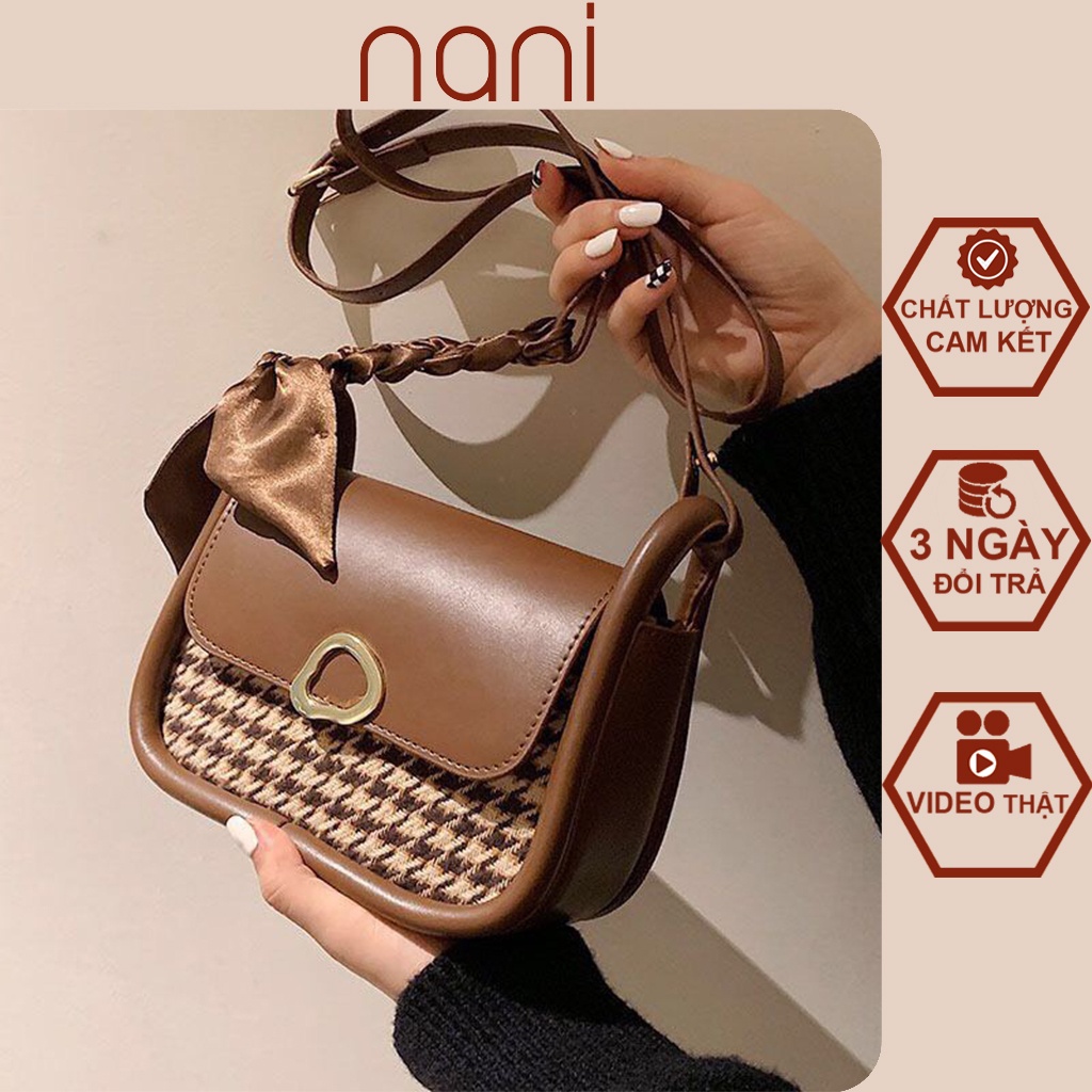 Túi xách nữ đeo vai, túi đeo chéo hàn quốc đẹp thời trang kèm dây lụa HT169