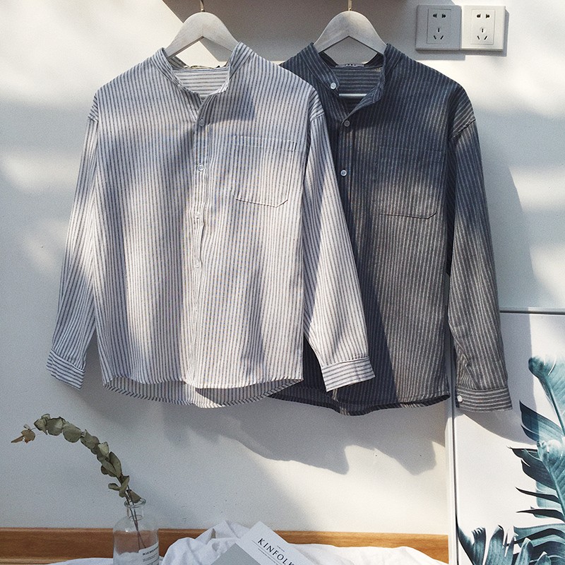 Áo Sơ Mi Dài Tay Sọc Caro Nam Nữ