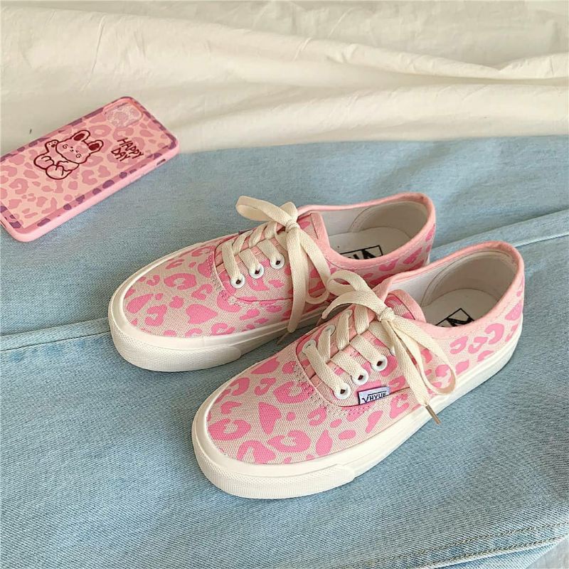 Giày Sneaker Uzzlang Da Báo Hồng