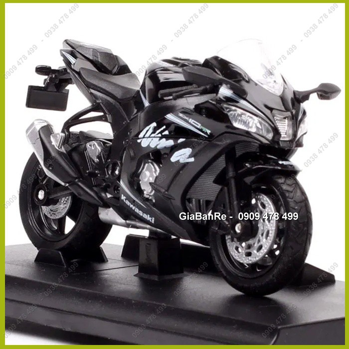 Xe Mô Hình Moto Kawasaki ZX-10R - Welly - Tỉ Lệ 1:18 - Đen - 8845