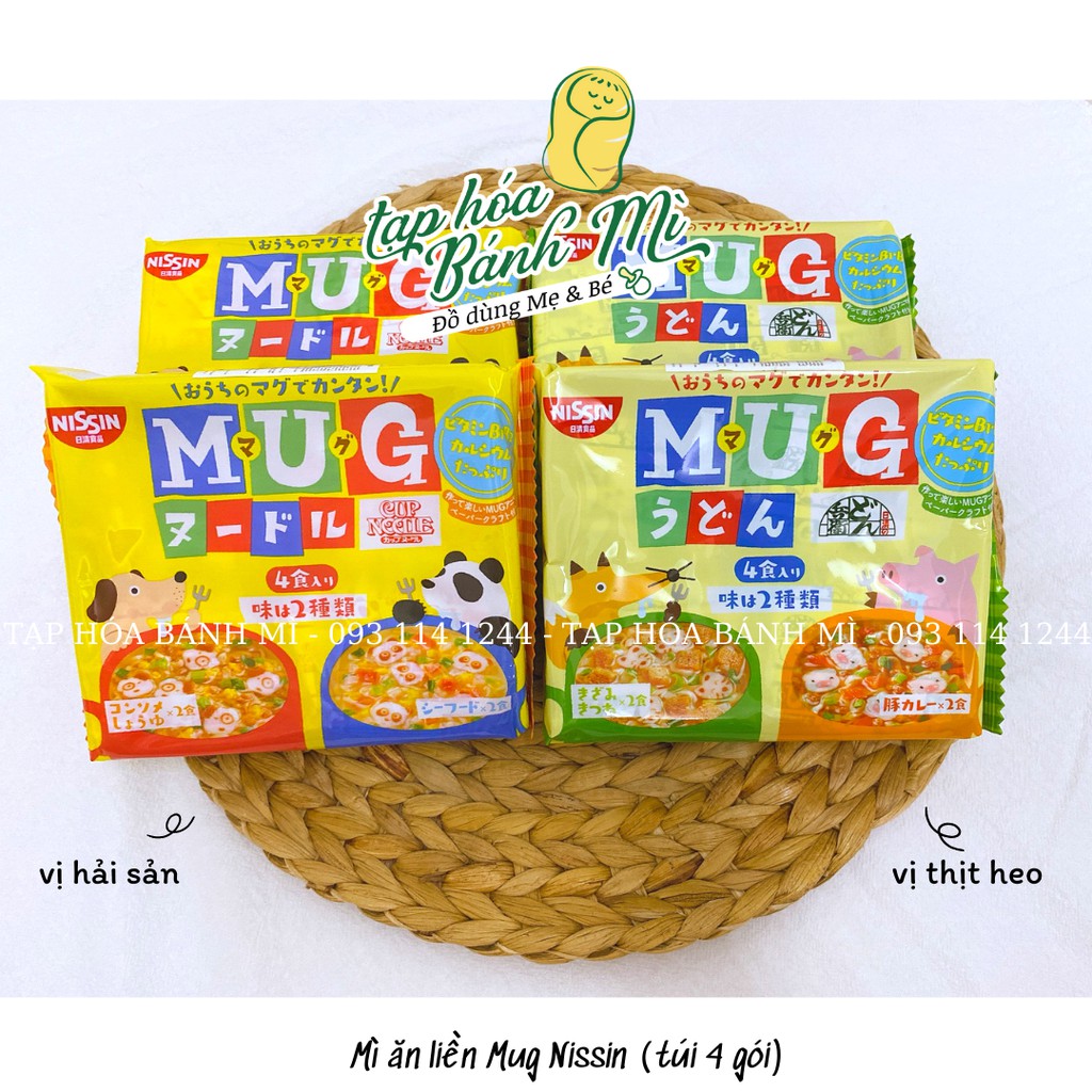 Mì ăn liền Mug Nissin Nhật bản hải sản &amp; thịt heo cho bé (date mới)