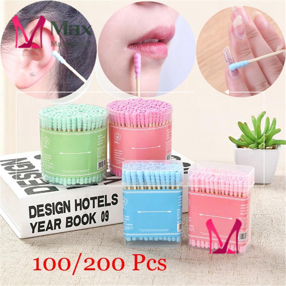 Hộp 100/200 tăm bông hai đầu dùng một lần hỗ trợ làm đẹp tiện dụng