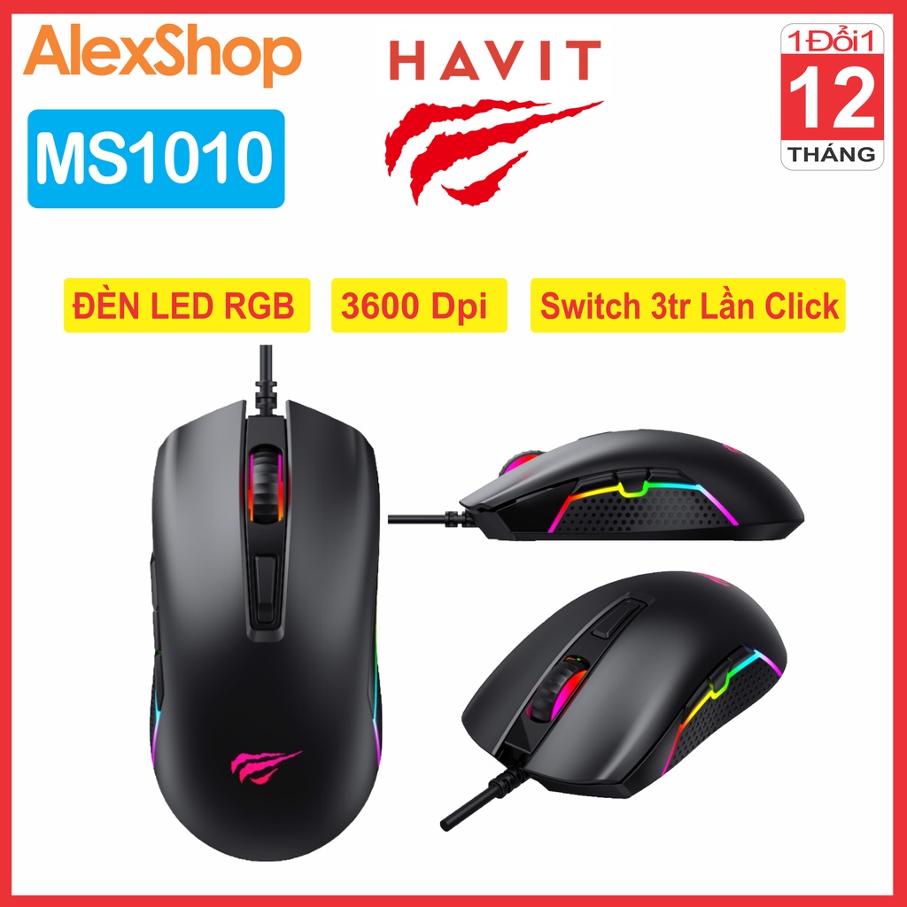 🔥10.10🔥Chuột Gaming Havit MS1010 Đèn RGB - Bảo Hành 1 Đổi 1 12 Tháng