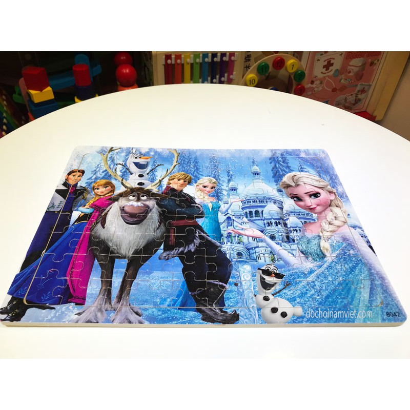 Tranh ghép hình hoạt hình nữ hoàng băng giá, tranh elsa 60 mảnh ghép có hình nền