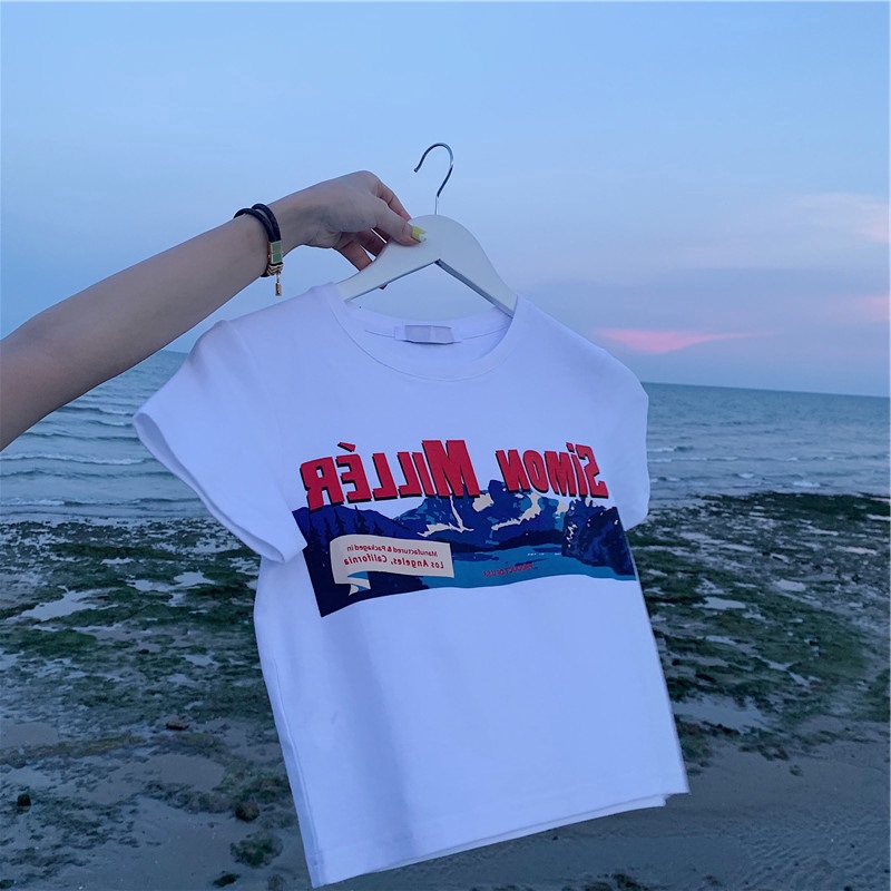 Áo Thun Tay Ngắn Màu Trắng Thời Trang Phương Tây