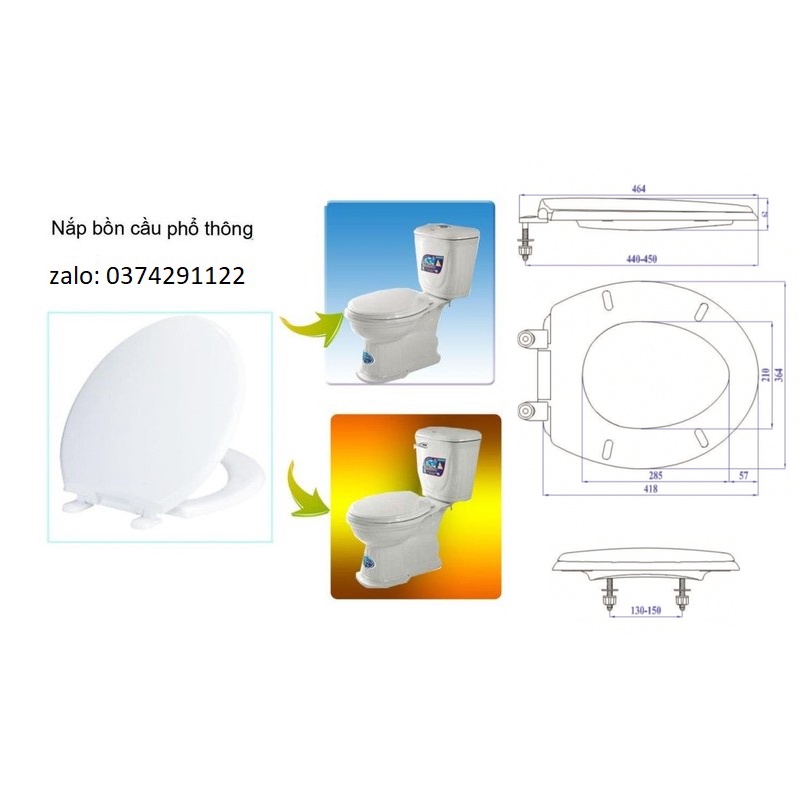 Nắp Bồn Cầu Màu Trắng Cho Bồn Cầu Thiên Thanh-HC-Viglacera-Dococera-American-Inax...