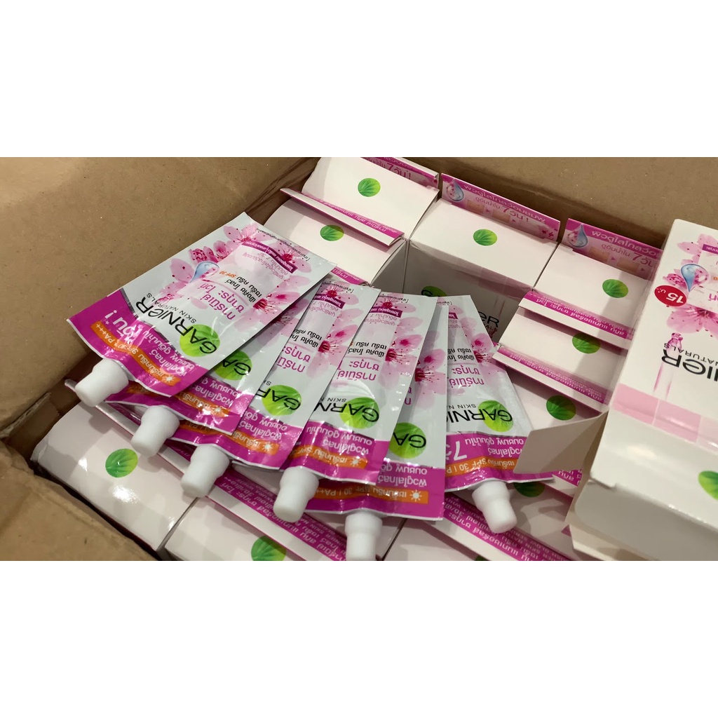 Kem dưỡng 6 tuýp dưỡng trắng da mặt garnier skin naturals màu hồng chính hãng thái lan 7 ml