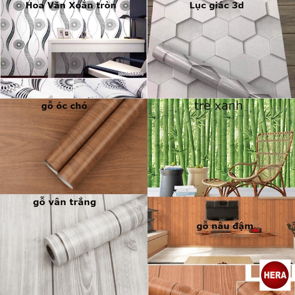 Giấy dán tường màu trơn pastel có sẵn keo khổ rộng 45 cm dài 10 mét / 1 cuộn HERA