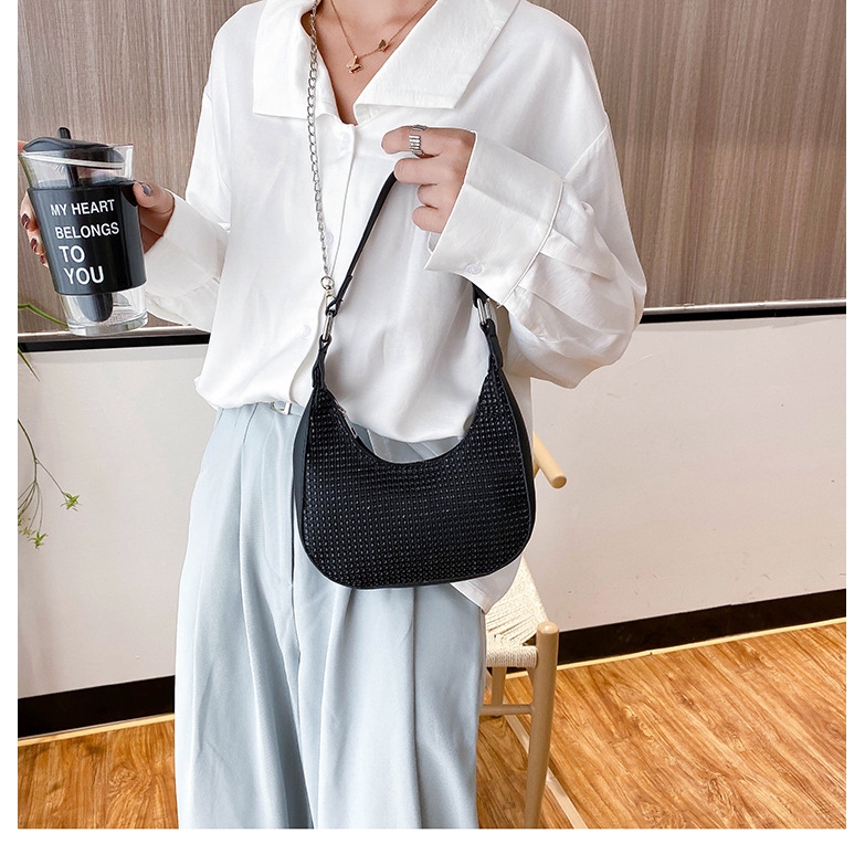 Túi đeo vai đính đá lấp lánh phối dây chuỗi xích thời trang dành cho nữ IELGY