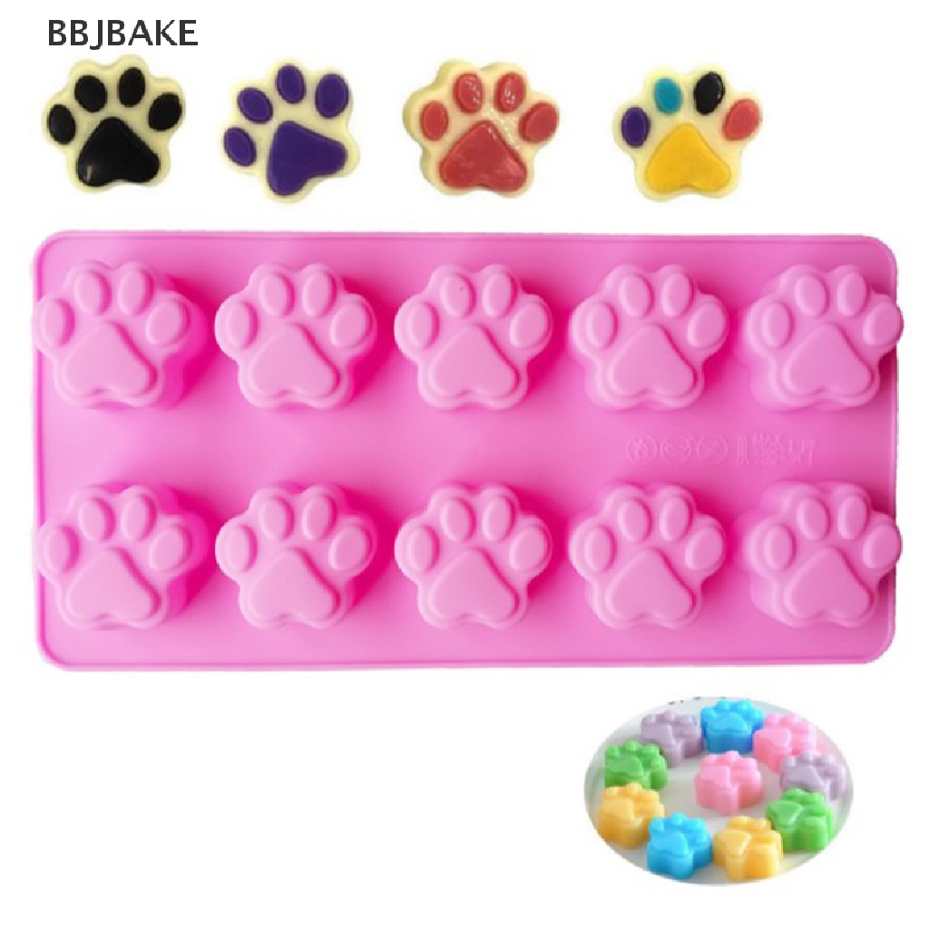 Khuôn silicon 10 ô hình chân chó mèo dùng làm bánh quy/ thạch/ khay đá