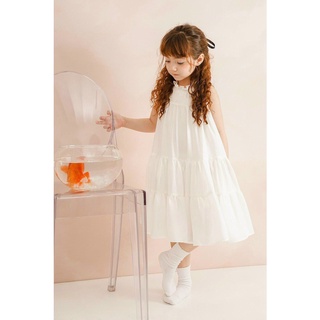 Váy đầm tơ baby doll tầng trắng cho bé gái – R728