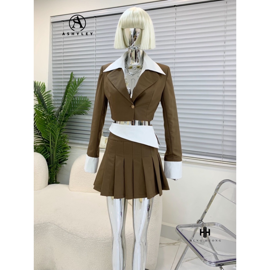SET ÁO VEST CROP PHỐI MÀU CHÂN VÁY XOÈ SIÊU XINH