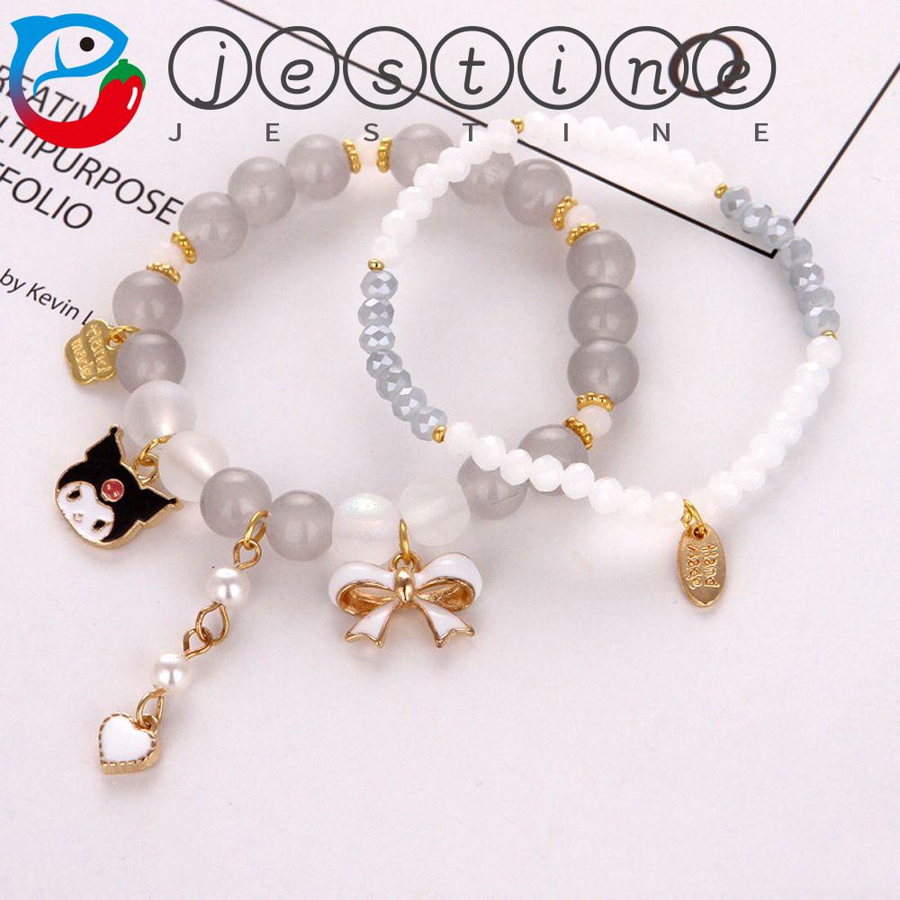 Vòng Tay Hai Lớp Xâu Hạt Ngọc Trai Thủ Công Mặt Hình Cún Kuromi Thời Trang Cho Bạn Gái