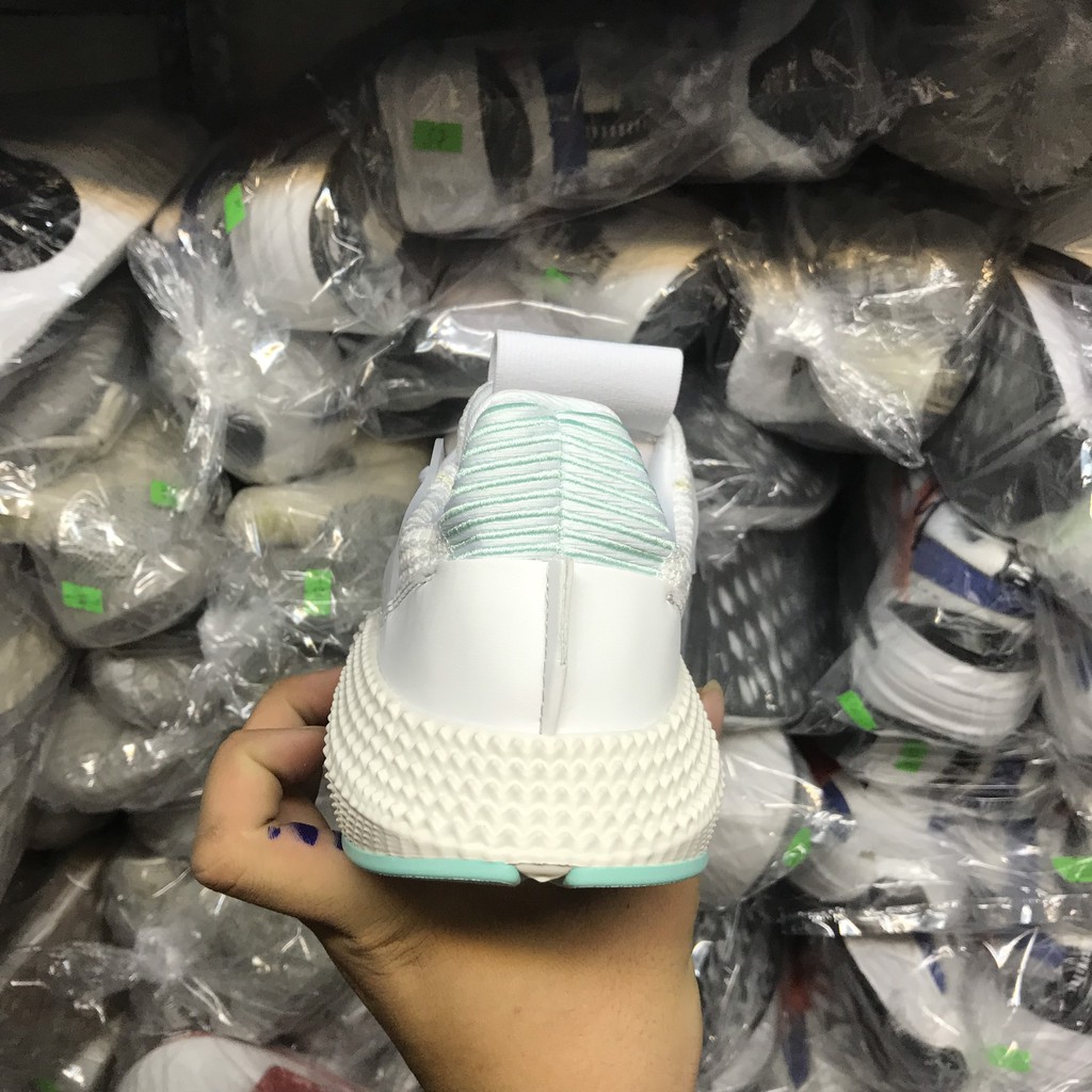 &gt;BÁN CHO VUI&lt;Giày sneaker Prophere trắng kẻ xanh lục mới nữ