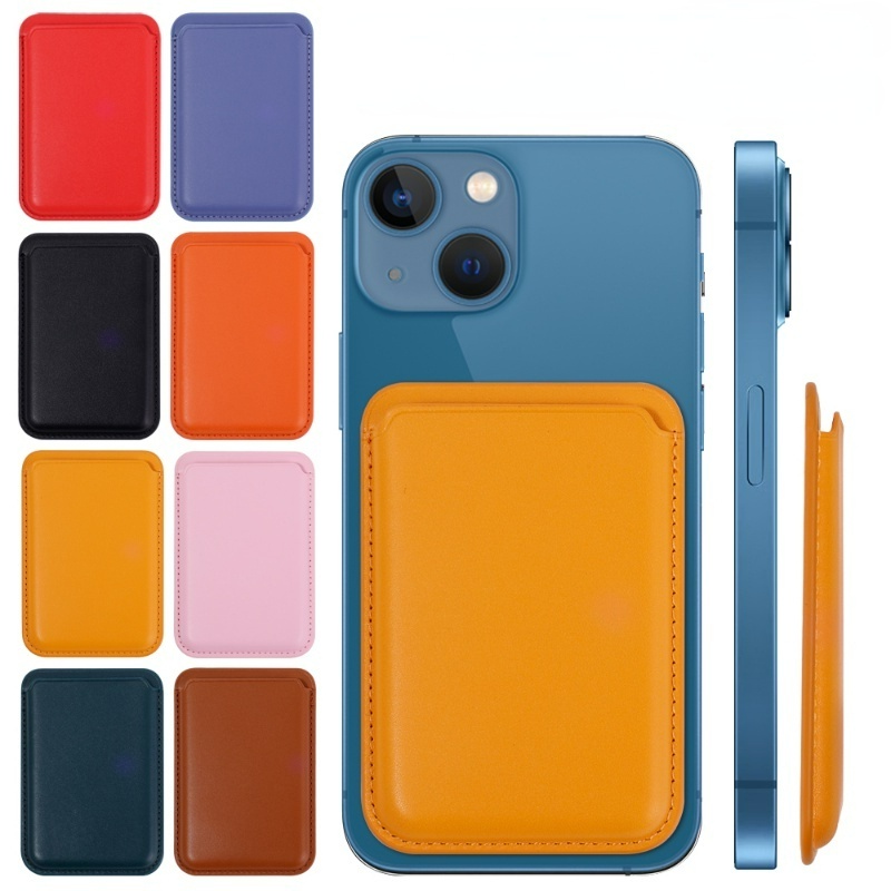 Bao Da Điện Thoại Kiêm Ví Đựng Thẻ Khóa Bấm Nam Châm Mini Cho iPhone 12 13 14 Pro Max Lưng