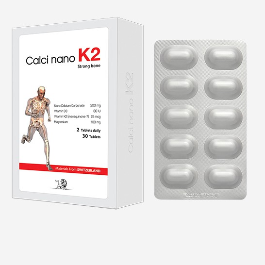 Calci Nano K2 Strong Bone – Bổ sung canxi, vitamin D, K2 cho bà bầu và phát triển chiều cao cho trẻ (Hộp 100 viên)